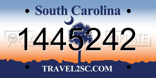 1445242 South Carolina License Plate