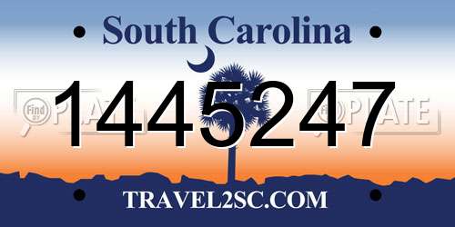 1445247 South Carolina License Plate