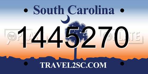 1445270 South Carolina License Plate