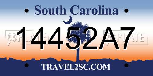 14452A7 South Carolina License Plate
