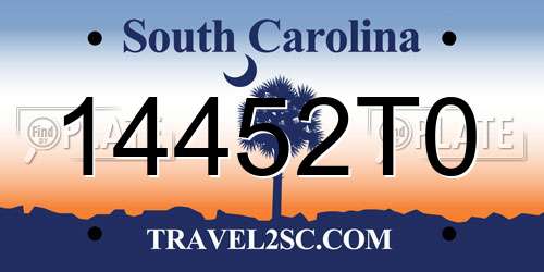 14452T0 South Carolina License Plate