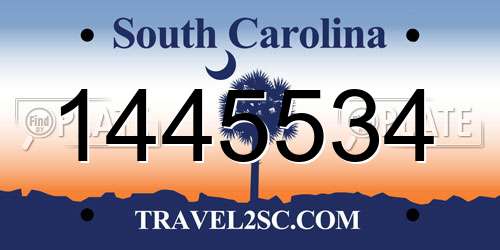 1445534 South Carolina License Plate