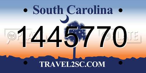1445770 South Carolina License Plate