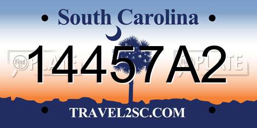 14457A2 South Carolina License Plate