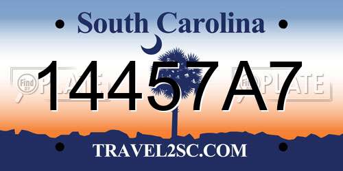 14457A7 South Carolina License Plate