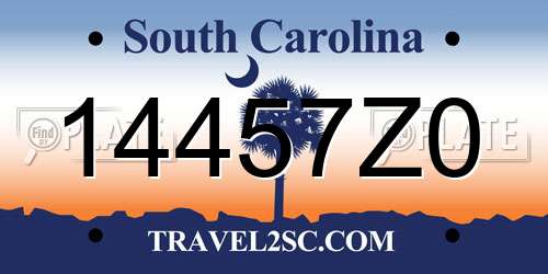 14457Z0 South Carolina License Plate