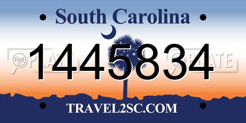 1445834 South Carolina License Plate