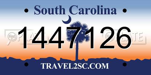 1447126 South Carolina License Plate