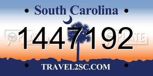 1447192 South Carolina License Plate