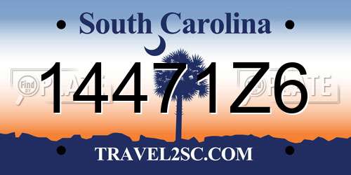 14471Z6 South Carolina License Plate
