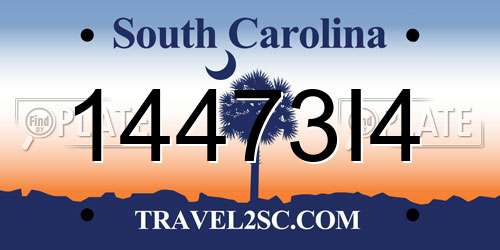 14473I4 South Carolina License Plate