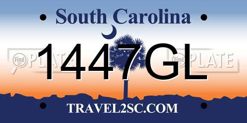 1447GL South Carolina License Plate