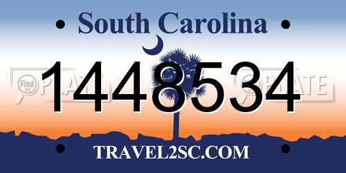 1448534 South Carolina License Plate