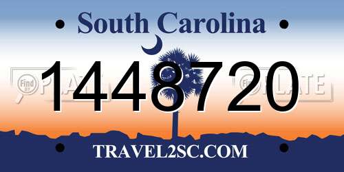 1448720 South Carolina License Plate