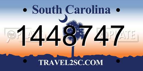 1448747 South Carolina License Plate