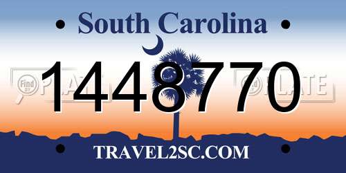 1448770 South Carolina License Plate