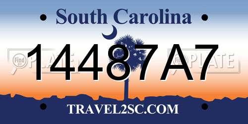 14487A7 South Carolina License Plate