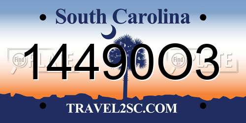 14490O3 South Carolina License Plate