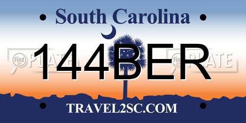 144BER South Carolina License Plate