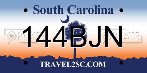 144BJN South Carolina License Plate