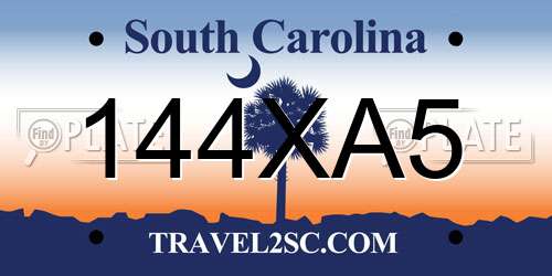 144XA5 South Carolina License Plate