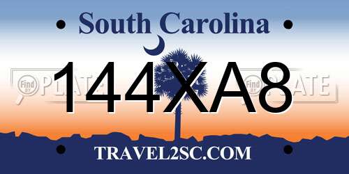 144XA8 South Carolina License Plate