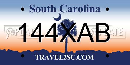 144XAB South Carolina License Plate