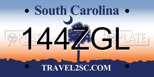 144ZGL South Carolina License Plate