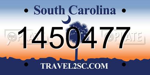 1450477 South Carolina License Plate
