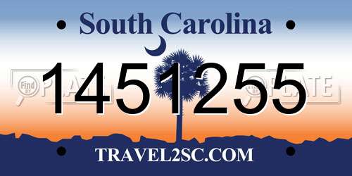 1451255 South Carolina License Plate