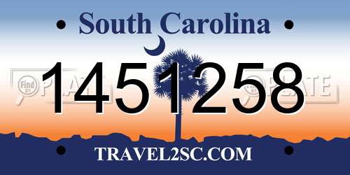 1451258 South Carolina License Plate