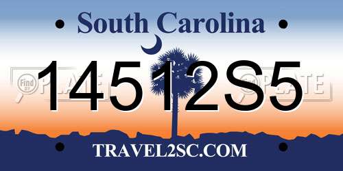 14512S5 South Carolina License Plate