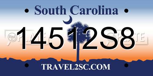 14512S8 South Carolina License Plate