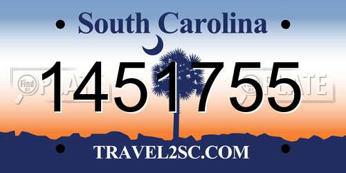 1451755 South Carolina License Plate