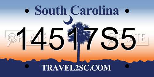 14517S5 South Carolina License Plate