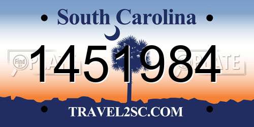 1451984 South Carolina License Plate