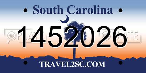 1452026 South Carolina License Plate