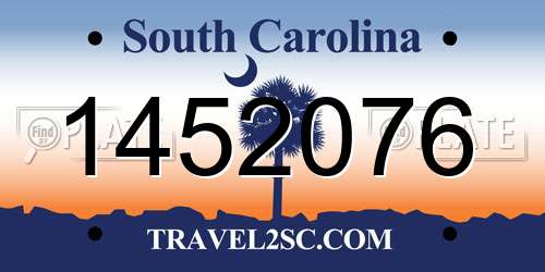 1452076 South Carolina License Plate