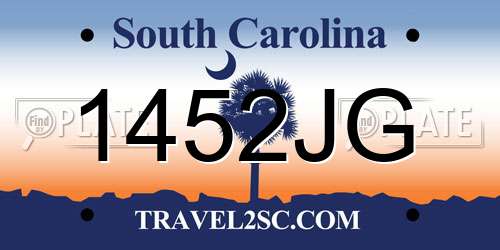1452JG South Carolina License Plate