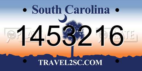 1453216 South Carolina License Plate
