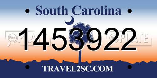 1453922 South Carolina License Plate