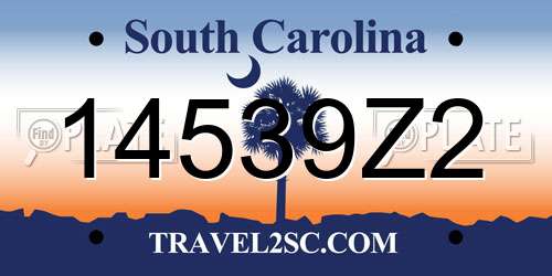 14539Z2 South Carolina License Plate