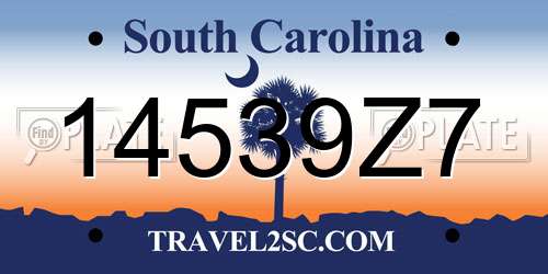 14539Z7 South Carolina License Plate