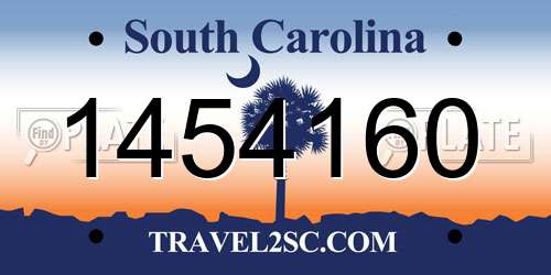 1454160 South Carolina License Plate