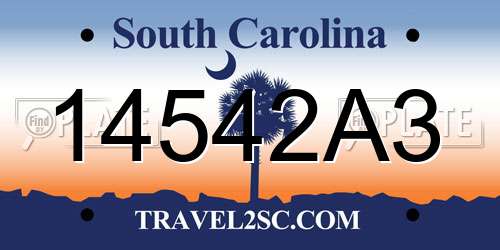 14542A3 South Carolina License Plate