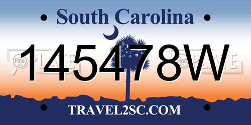 145478W South Carolina License Plate