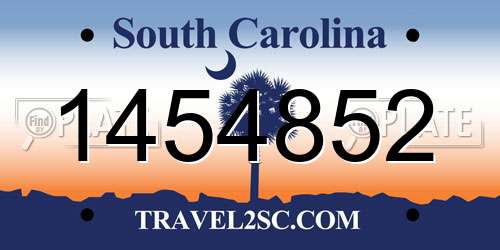 1454852 South Carolina License Plate