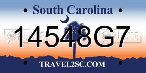 14548G7 South Carolina License Plate
