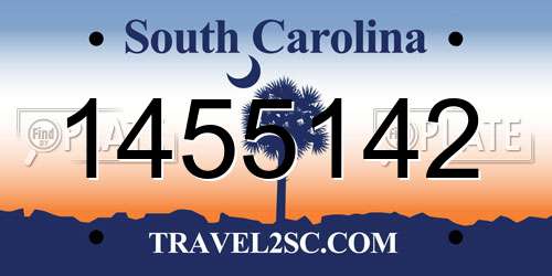 1455142 South Carolina License Plate