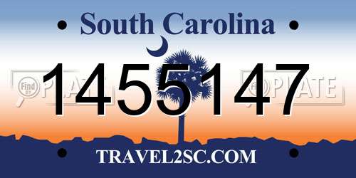 1455147 South Carolina License Plate